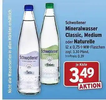 Wasgau Schwollener mineralwasser classic, medium oder naturelle Angebot