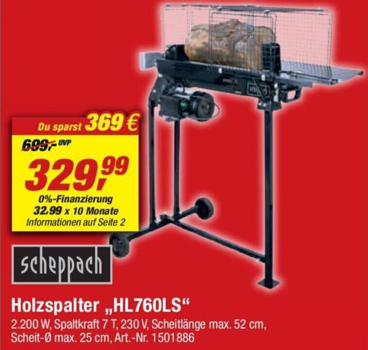 Scheppach Holzspalter ,,HL760LS\