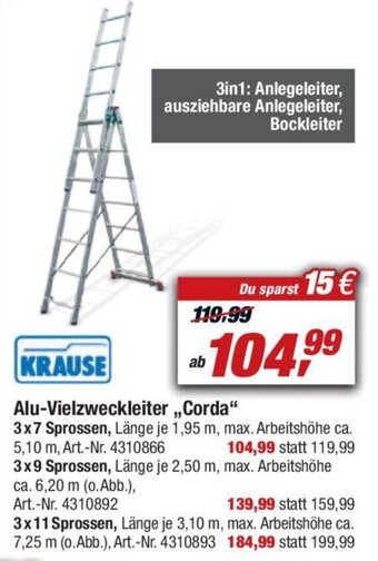 toom Baumarkt Krause Alu Vielzweckleiter ,,Corda" Angebot
