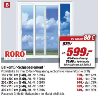 toom Baumarkt Roro Balkontür Schiebeelement Angebot