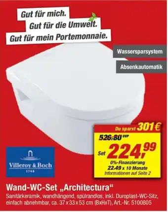 toom Baumarkt Villeroy & Boch Wand WC Set ,,Architectura" Angebot