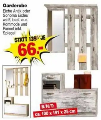 Repo Markt Garderobe 100 x 191 x 25 cm Angebot