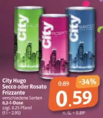 Markant Markt City Hugo Secco oder Rosato Frizzante 0,2 L Dose Angebot