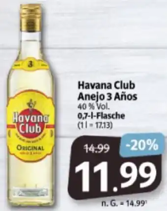 Markant Markt Havana Club Anejo 3 Años 0,7 L Flasche Angebot