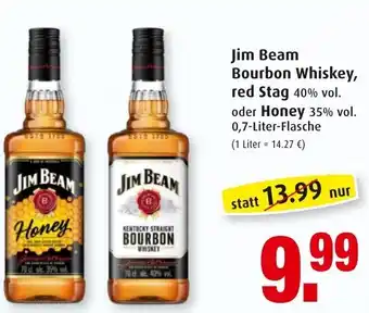 Markant Jim Beam Bourbon Whiskey, red Stag oder Honey  0,7L Angebot