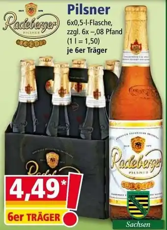 Norma Radeberger Pilsner 6x0,5 L Flasche Angebot