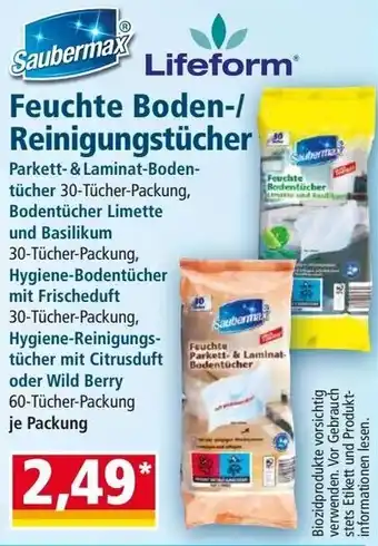 Norma Saubermax Lifeform Feuchte Boden/Reinigungstücher Angebot