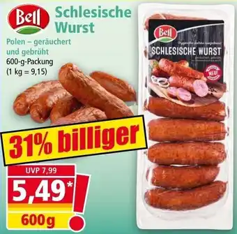 Norma Bell Schlesische Wurst 600 g Packung Angebot