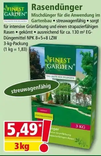 Norma Finest Garden Rasendünger 3 kg Packung Angebot