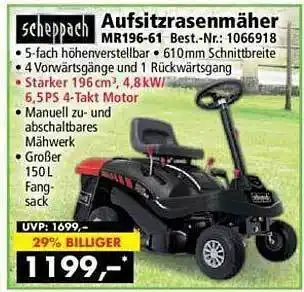 Norma24 Scheppach aufsitzrasenmäher mr196-61 Angebot