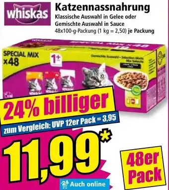 Norma Whiskas Katzennassnahrung 48x100 g Packung Angebot