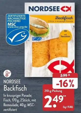 Aldi Nord Nordsee Backfisch 210 g Packung Angebot