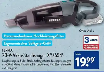 Aldi Nord Ferrex 20 V Akku Staubsauger XYZ654 Angebot