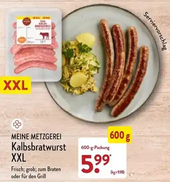 Aldi Nord Meine Metzgerei Kalbsbratwurst XXL 600 g Packung Angebot