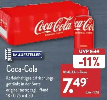 Aldi Nord Coca-Cola 18x0,33 L Dose Angebot