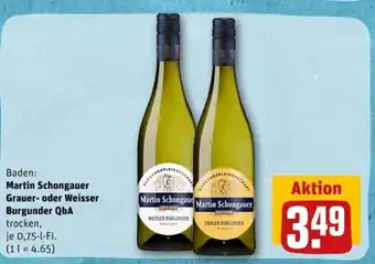 REWE Center Martin Schongauer Grauer- o. Weisser Burgunder QbA 750 ml Angebot