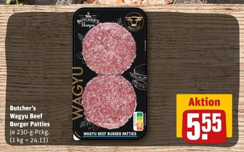 Butcher's Wagyu Beef Burger Patties 230g Angebot bei REWE Center