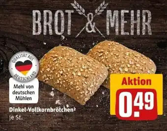 REWE Center Brot & Mehr Dinkel-Vollkornbrotchen Angebot