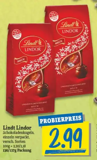 NP Discount Lindt Lindor 136/137g Angebot