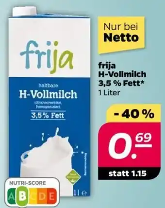 NETTO Frija H-Vollmilch 3,5% Fett 1 Liter Angebot