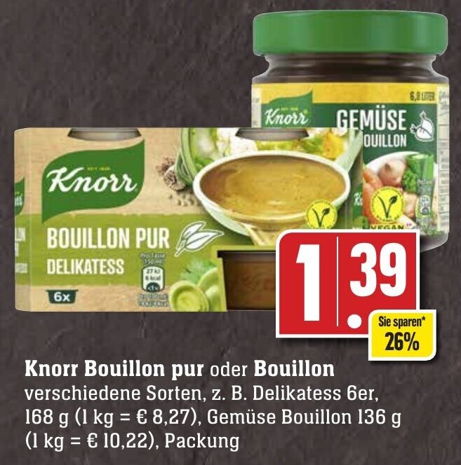 Knorr Bouillon pur oder Bouillon 136 g Packung Angebot bei Edeka Neukauf