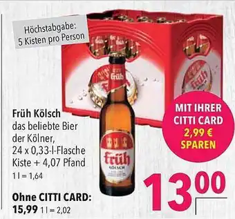 CITTI Markt Früh kölsch Angebot