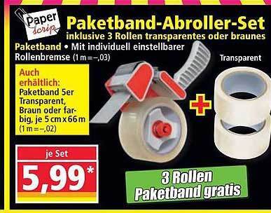 Paper scrip paketband-abroller-set Angebot bei Norma