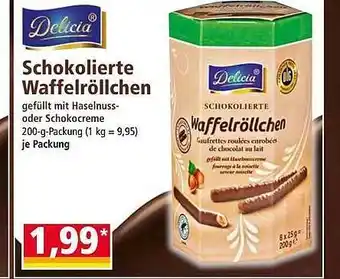 Norma Delicia schokolierte waffelröllchen Angebot