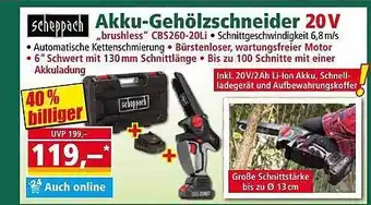 Norma Scheppach akku-gehölzschneider 20 v Angebot