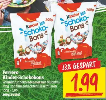 NP Discount Ferrero Kinder Schokobons 200g Beutel Angebot