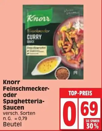 Edeka Knorr Feinschmecker oder Spaghetteria Saucen 0,79 Beutel Angebot