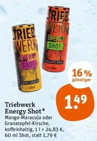 tegut Triebwerk Energy Shot 60 ml Angebot