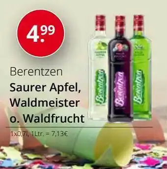 Sagasser Berentzen saurer apfel, waldmeister o. waldfrucht Angebot