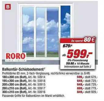 toom Baumarkt Balkontür-schiebeelement roro Angebot