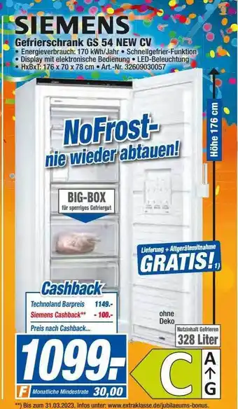 expert Techno Land Siemens gefrierschrank gs 54 new cv Angebot
