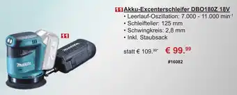 Stabilo Fachmarkt Makita Akku Excenterschleifer DBO180Z 18V Angebot