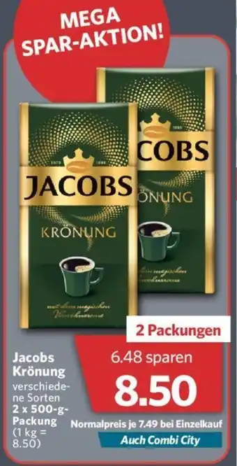 Combi Jacobs Krönung 2 x 500 g Packung Angebot