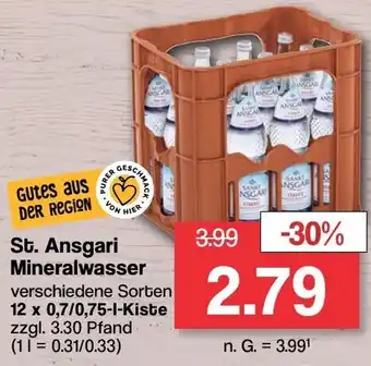 Famila Nord West St. Ansgari Mineralwasser 12x0,7/0,75 L Kiste Angebot