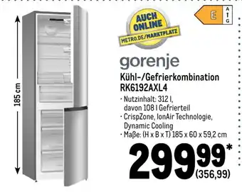 METRO Gorenje Kuhl-/Gefrierkombination | RK6192AXL4 Angebot