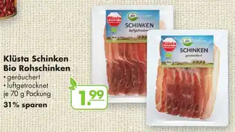 Handelshof Klüsta Schinken Bio Rohschinken 70 g Packung Angebot