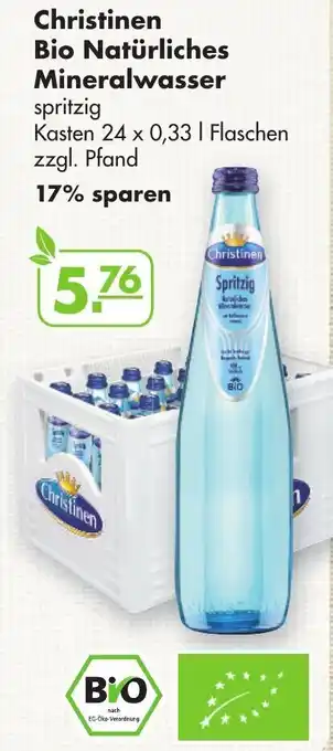 Handelshof Christinen Bio Natürliches Mineralwasser Kasten 24x0,33 L Flaschen Angebot