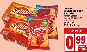 Elli Markt Lorenz Crunchips oder Saltletts 150/175/250g Packung Angebot