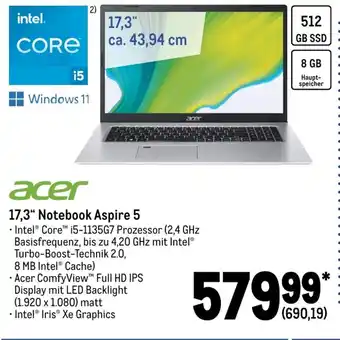 METRO Acer 17,3" Notebook Aspire 5 Angebot