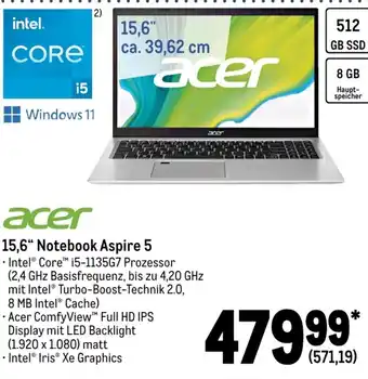 METRO Acer 15,6" Notebook Aspire 5 Angebot