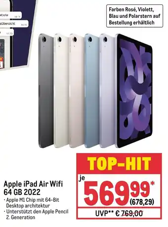 METRO APPLE iPad Air WiFi 64 GB 2022 Angebot