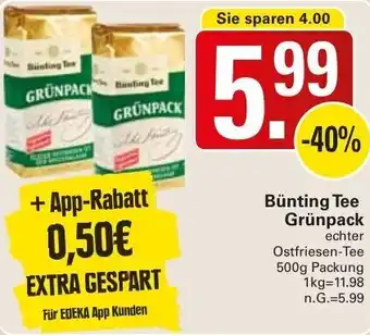 WEZ Bünting Tee Grünpack 500 g Packung Angebot