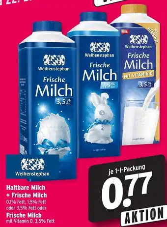 Wasgau Weihenstephan Frische Milch 1L Angebot