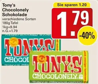 WEZ Tony's Chocolonely Schokolade 180 g Tafel Angebot