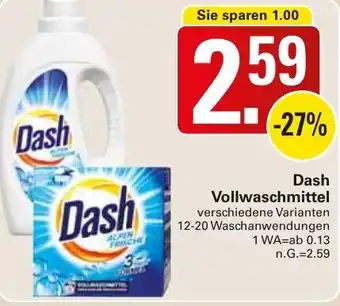 WEZ Dash Vollwaschmittel 12-20 Waschanwendungen Angebot