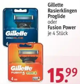 Rossmann Gillette Rasierklingen Proglide oder Fusion Power 4 Stück Angebot